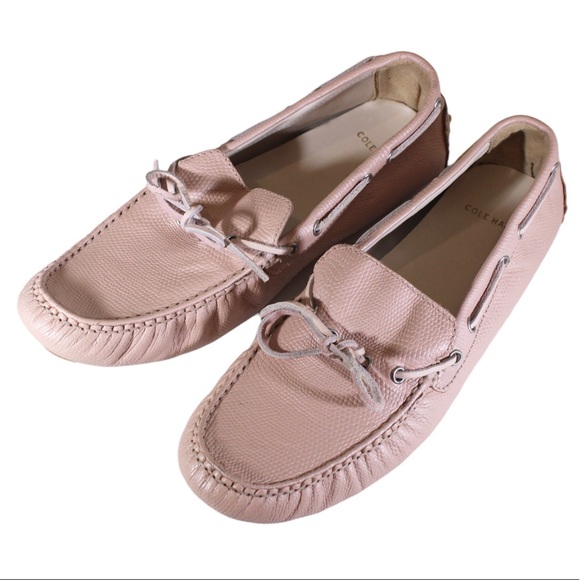COLE HAAN Driving Loafer Moccasin Shoe Pink Leather Pink Blush 8.5 - Picture 1 of 11